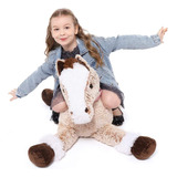 Caballo Gigante De Peluche 90 Cm Suave Abrazable Beige