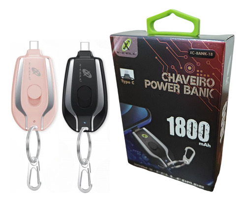 Chaveiro Power Bank Tipo C Carregador Portátil Mini Bateria