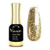 Esmalte De Uñas En Gel Venalisa, 12ml, Color Dorado Con Bril