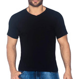 Camiseta Cuello V Negro Para Hombre Croydon
