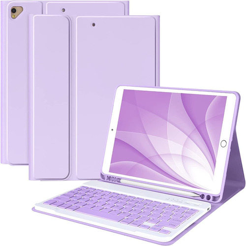 Funda Con Teclado Para iPad 10.2 9/8/7 Generacion (violeta)