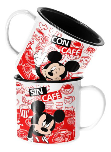 Taza Enlozada Lechera Mickey Mouse Con Y Sin Cafe