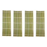 Esteira Sushi Mat Sudare Bambu Formato Quadrado Kit 4un