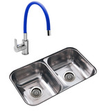 Bacha Cocina Johnson Cc28b Griferia Peirano Colors Azul P