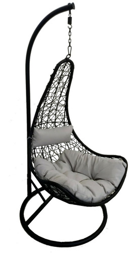 Sillon Hamaca Nido Colgante Simil Rattan Negro/gris