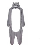 Pijama Enteriza Totoro Gato Gris Peludita Infantil Niños
