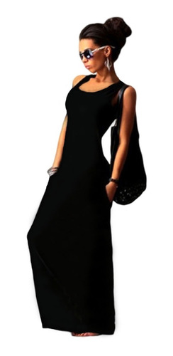 Vestido Largo De Mujer Con Bolsillos Maxi Faldas Art870