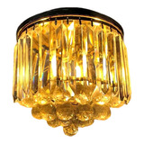 Luminária Plafon Sobrepor De Cristal Legítimo K9 Gold