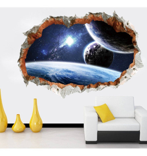 Vinil Decorativo Universo Espacio Planta Pegatina Para Pared