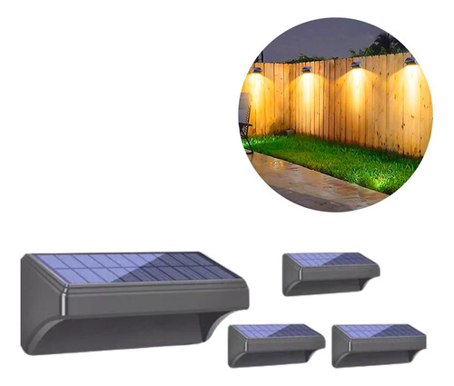 Aplique Solar 3 Led Rgbw Para Exterior Impermeable Pack X 4