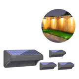 Aplique Solar 3 Led Rgbw Para Exterior Impermeable Pack X 4