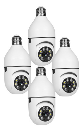 Kit 4 Câmeras Segurança Lâmpada 360 Wifi Ip Hd Visão Noturna