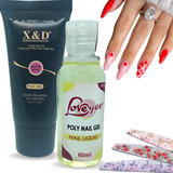 Kit Polygel Reposição De 1 Gels +1 Monomer +1 Lixa 100/180