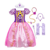 H Vestido De Princesa Rapunzel, Disfraz De Falda Larga