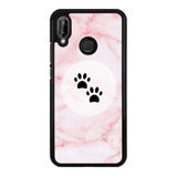 Funda Case Para Huawei Huellas Perrito Marmol Rosa