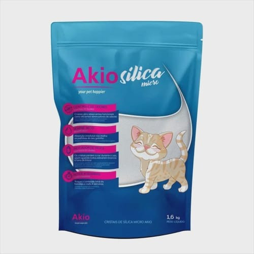 Micro Sílica Gel Para Gatos Areia Sanitária Pet 1,6kg Akio