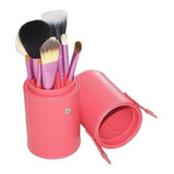 Kit 12 Pincéis De Maquiagem Profissional Com Estojo Rosa