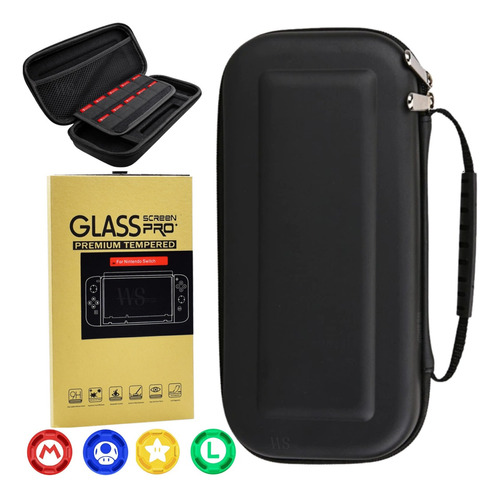 Capa Bag Resistente Nintendo Switch+ Pelicula Vidro + 4 Grip