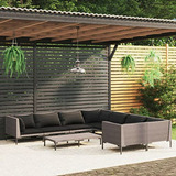 Set De Terraza 8 Piezas Rattan Gris Oscuro.