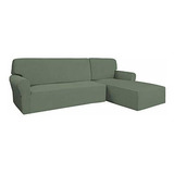Funda De Sofa Easy-going Verde Grisaceo En Forma De L Suave