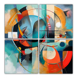 160x160cm Cuadro Abstracto Cuatro Canvas Movimiento Visual A