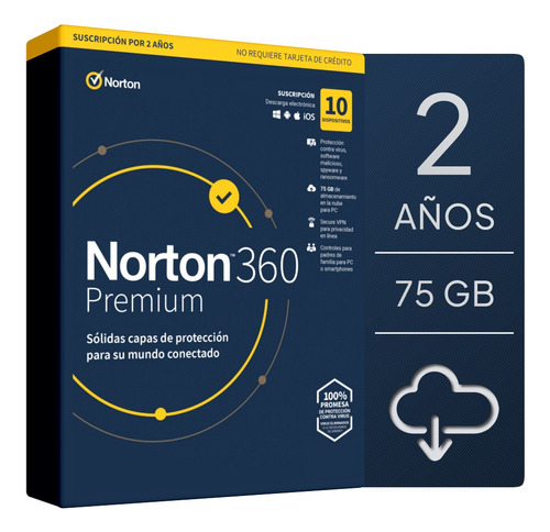 Antivirus Norton 360 Premium - 10 Dispositivos, 2 Años