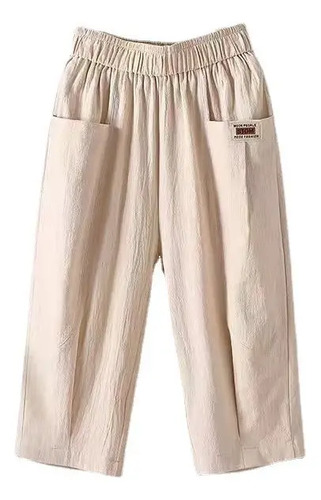 Capris Anchos De Lino Y Algodón - Pantalones Casuales