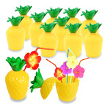 12 Copos De Abacaxi, Decoração De Festa Tropical Havaiana