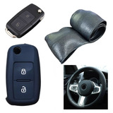 Cubre Volante + Funda Llave Silicona Vw Amarok Saveiro Negro