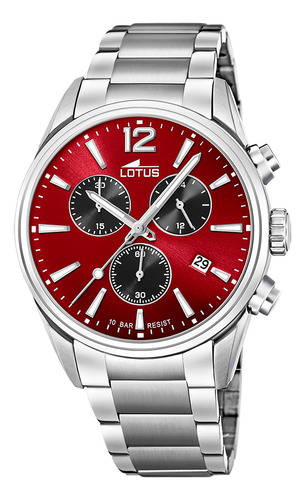 Reloj 18690/5 Lotus Hombre Crono Acero Esfera Rojo.