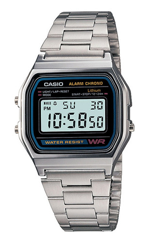 Reloj Casio Unisex Digital Acero Inoxidable Crono A158wa-1