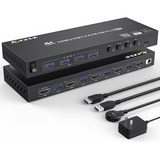 Conmutador Kvm Aoocoo 4 En 1, Máx 4k 60hz, Hdmi, Usb 3.0