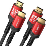 Cable Hdmi 8k, Paquete De 2, 10 Pies, Jsaux, 48 Gbps, Hdmi D