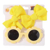 Lentes De Sol En Forma De Flor Amarillo  Y 2 Clip Para Niñas