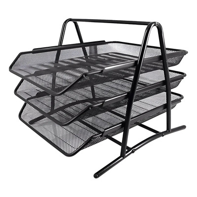 Charola Metalica Organizador Escritorio De Malla 3 Niveles Color Negro | MercadoLibre