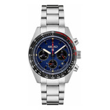 Reloj Seiko Prospex Speedtimer Solar Chronograph Ssc815p1 Color De La Malla Plateado Color Del Bisel Negro Color Del Fondo Azul