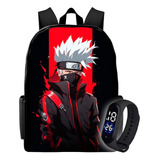 Mochila Escola Juvenil Naruto Kakashi Hatake + Relogio