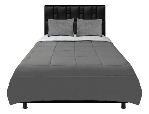 Cubrelecho Edredón Doble Faz Cama Doble 140 Color Gris- Blanco