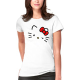 Polera  Diseño Gato Cat Hello Kitty Face 2 Mujer Niña