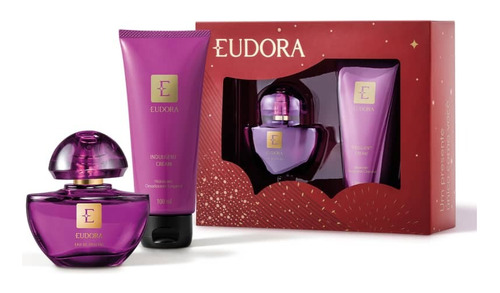 Kit Presente Natal Eudora Roxo Edp + Hidratante Desodorante Corporal Indulgent Cream 100ml