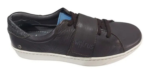 Tenis Walrus De Piel Color Café / Suela Blanca ( Wa2551)