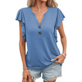 Blusa Moda Casual Mujer Suelto Elegante Manga Corta Oficina