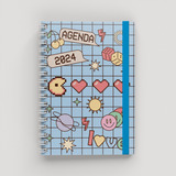 Agenda Semanal 2024 Colores Tapa Dura A5 + Sobre + Sticker