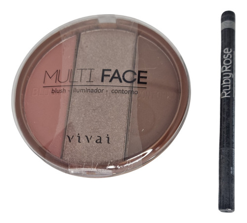 Multi Face Iluminador Blush Contorno Mais Caneta Delineadora