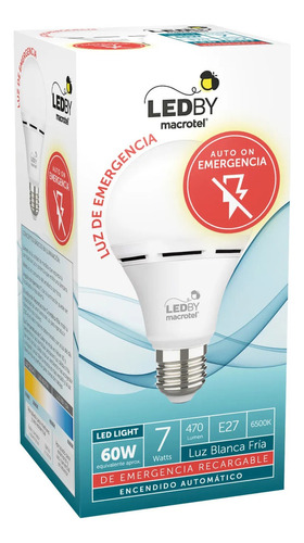 Ampolleta Led De Emergencia A60 7w Macrotel Lb-a60el5 Luz Blanco Frío