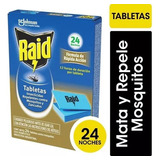 Raid Tabletas Repelente Anti Mosquitos 24 Noches X 24 Un.