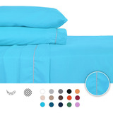 Sábanas King Size 2800 Hilos Extra Suave Premium Lisa Nature Color Tranquil Blue Diseño De La Tela Liso