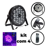 Kit 4 Refletor Canhão Slim Par Led 18x15w Rgbw+uv Dmx Neon