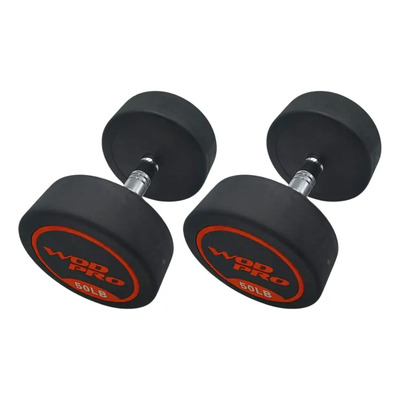 Par Mancuernas 50 Libras Pesas Redondas Wod Pro Goma Solida Color Negro | Envío gratis