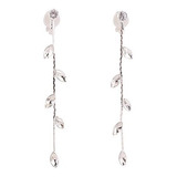 Aros Largos Plateados Con Tassel Y Cz Para Mujer